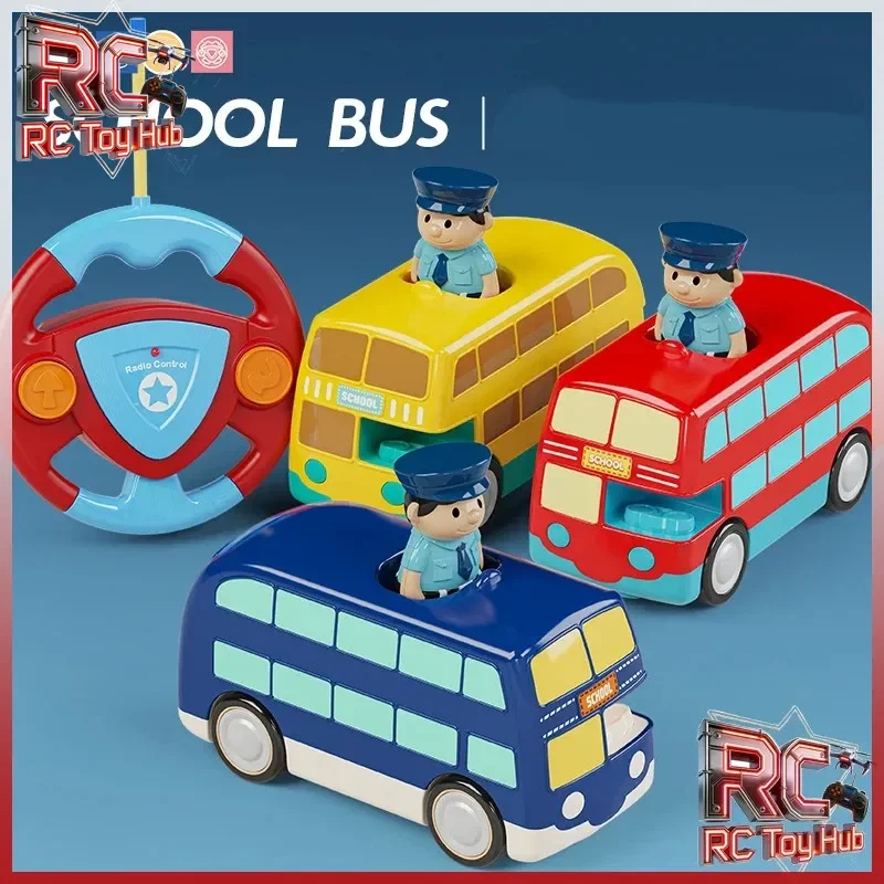 

Electric remote-controlled school bus toy, suitable for children ages 3–6, with LED lights and music, perfect for kids