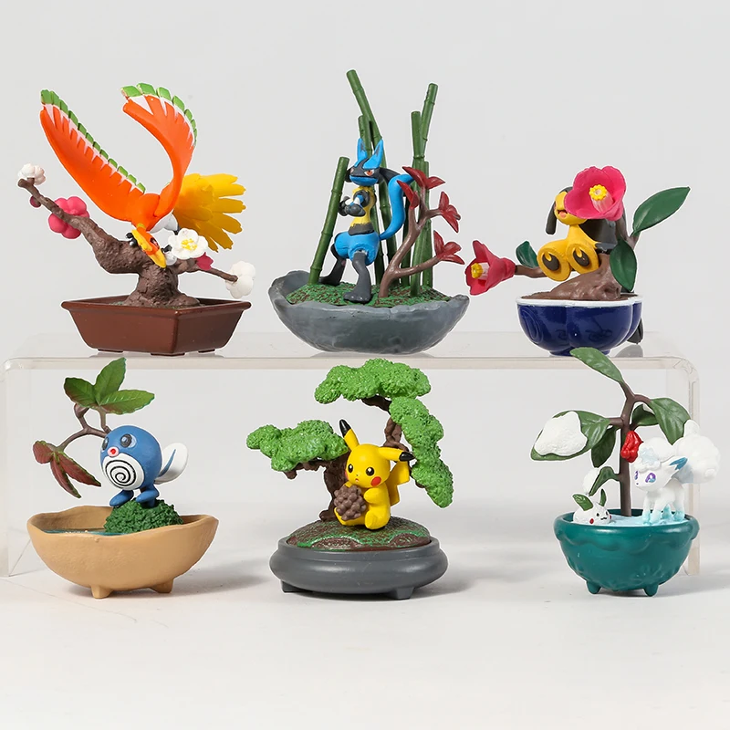 Bonsai Ho-Oh Lucario Mawile Poliwag Alolan Vulpix PVC Figures Toys 6pcs/set  - AliExpress 26