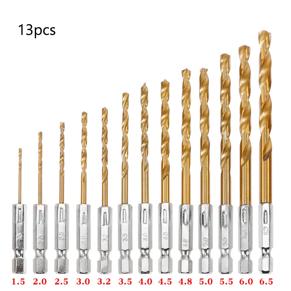 

13Pcs/Set 1.5mm~6.5mm Drill Bits Hexagonal Shank Drill Bit Accessories HSS High Speed Steel Hand Tools