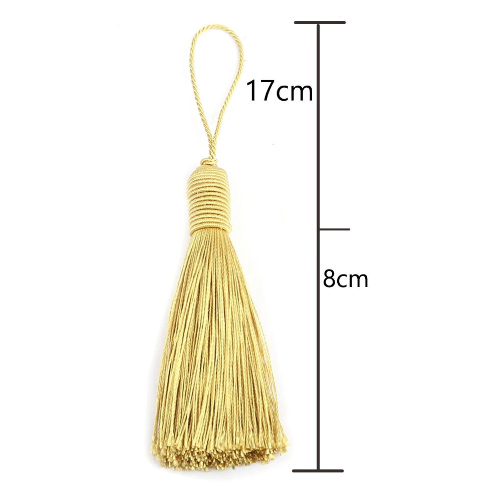 6 sztuk/partia 17cm wiszące liny jedwabne frędzle Fringe dekoracji klucz frędzle do szycia Craft DIY upiększyć kurtyny akcesoria