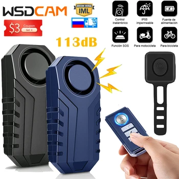 WSDCAM motorcycle remote control alarm 113dB wireless bicycle anti-theft alarm security protection waterproof electric car alarm