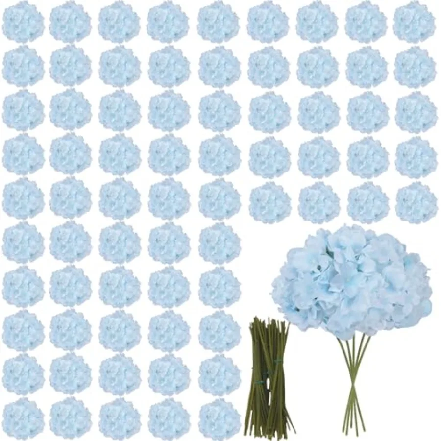 

70pcs Fake Hydrangeas Artificial Flowers Bulk Fake Silk Flowers with Stems for Wedding Decor, Home, Baby Shower, Table Centerpi