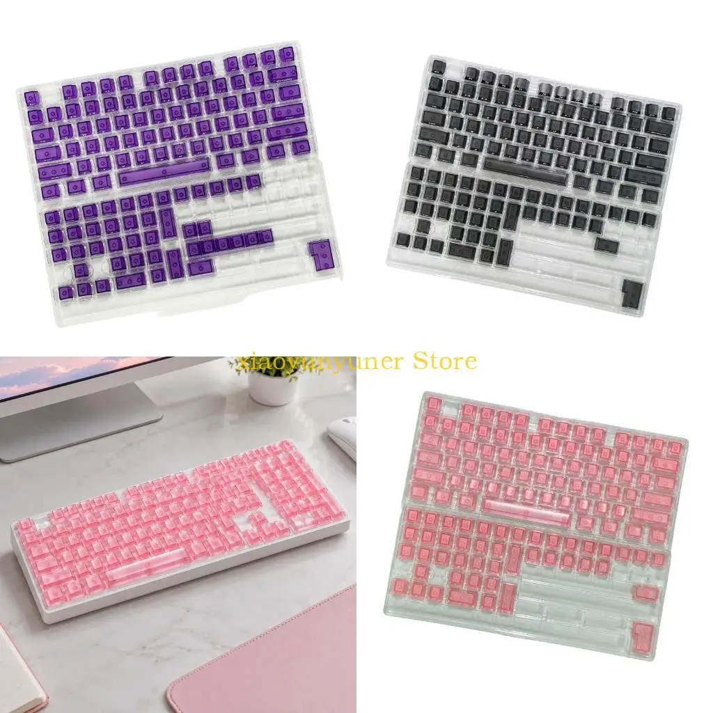 P9JB 119-Keycap Keyboard Set with 104 Standard and 15 Supplemental Keycaps, Misted Upper Surfaces and Side Characters