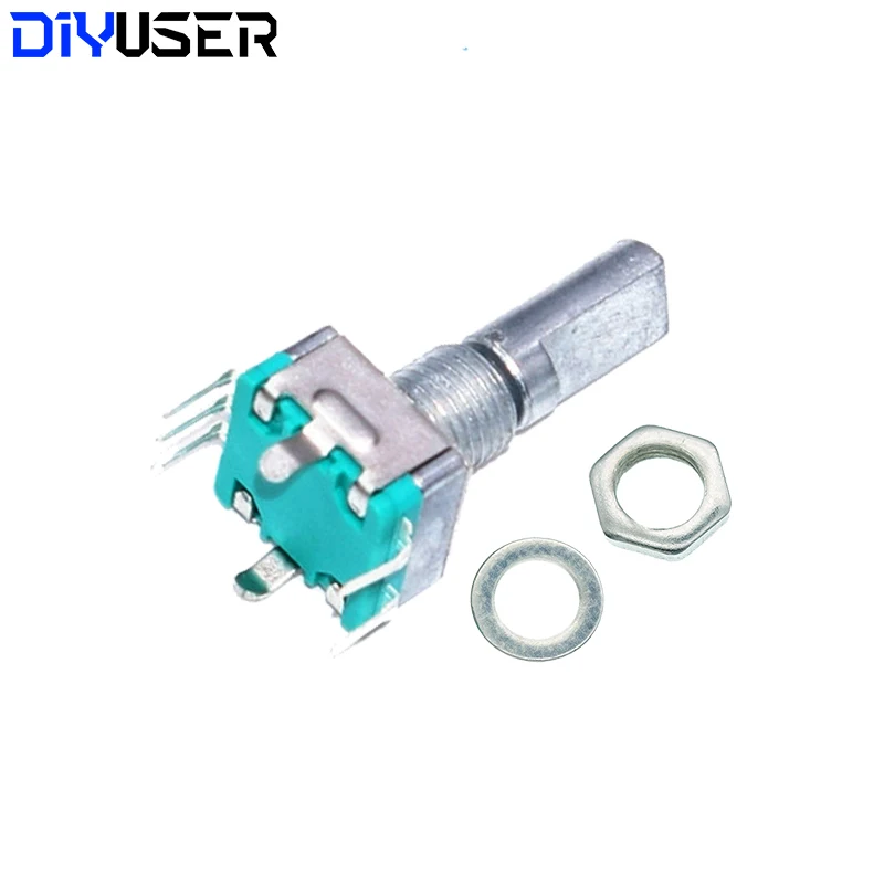 EC11 Rotary Encoder Switch 5 Pin 20mm Shaft with Push Button, 2PCS Digital Potentiometer for , DIY Audio, Volume Control