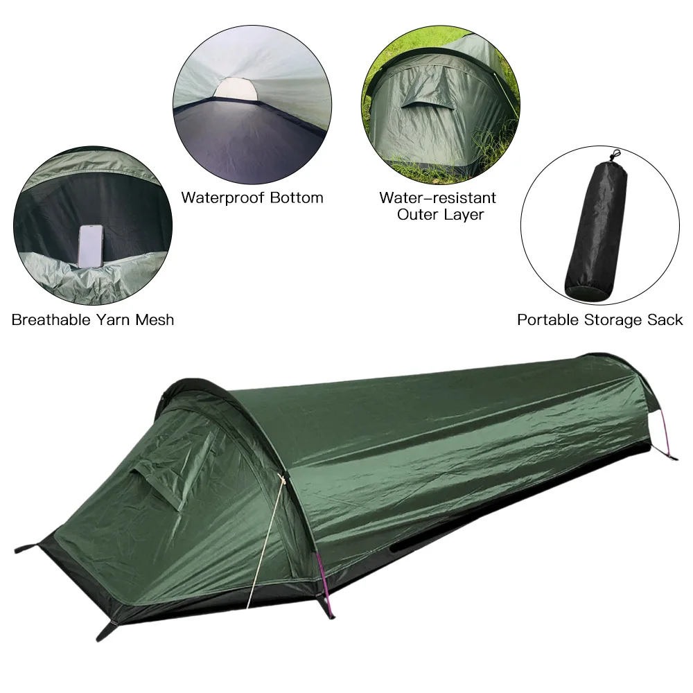 Backpacking Tent Outdoor Camping Sleeping Bag Tent 2024 New Hiking Traveling Equipment Lightweight Single Person Sleeping Tent