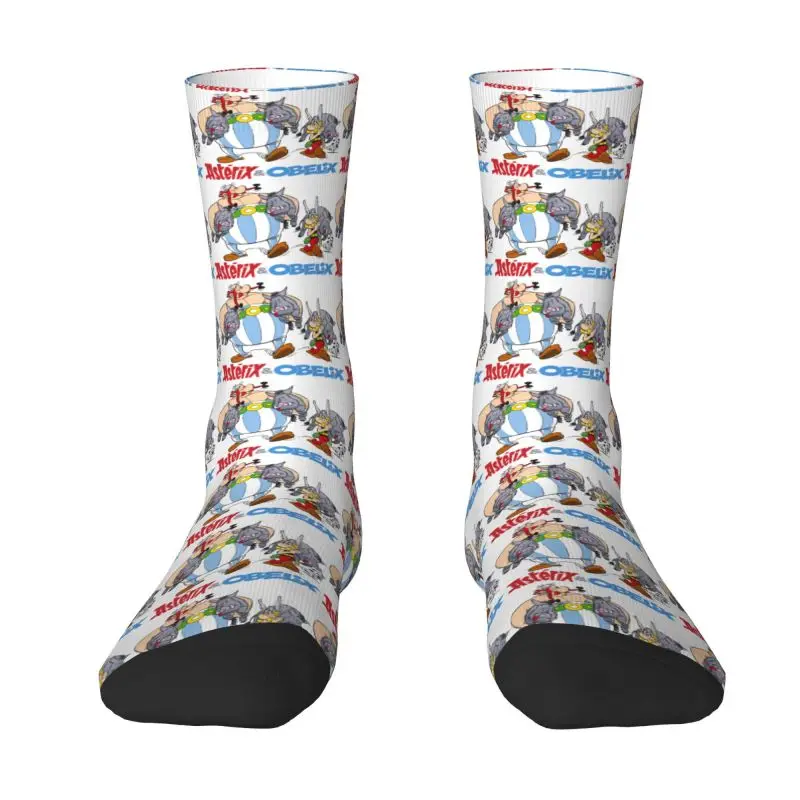 Custom Asterix And Obelix Hunting Men Women Crew Socks Unisex Cool Funny Anime Cartoon Spring Summer Autumn Winter Dress Socks