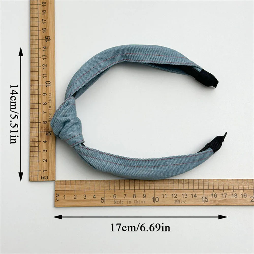 2024 New Style Wide Edge High Skull Top Hair Hoop Fashion Hair Hoops Denim Blue Headband Ladies Boutique Hair Accessories Hot