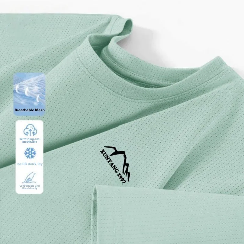 

Ice Silk Cool Feeling Qui Dry Me ort Sve T-irt 2025 New Men's Summer Fitn Sport f Sve Top Breathable