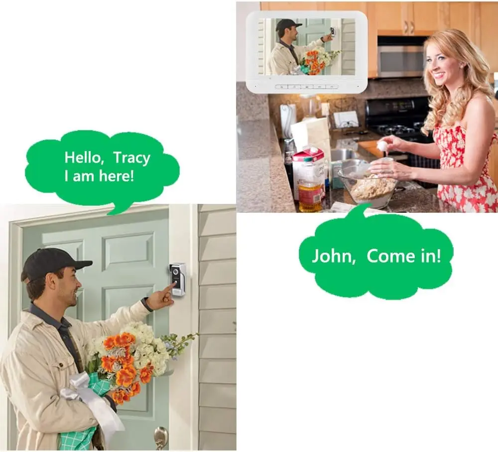 SmartYIBA Video Doorbell For Private House Video Door Phone Interphone 1 to 2 Monitors Kits Option 7" Color Screen Home Intercom