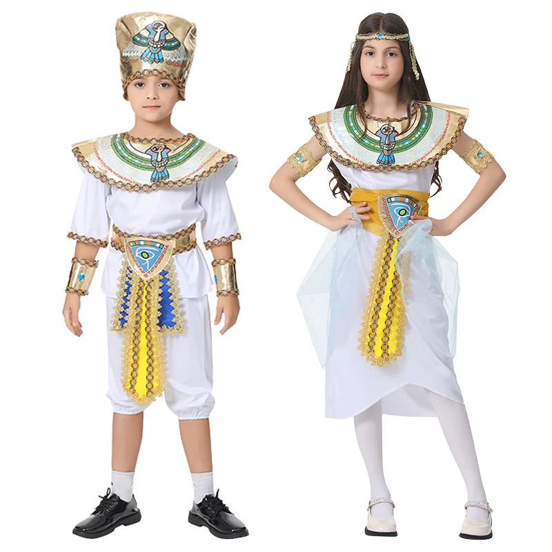 Umorden Halloween Costumes Boy Girl Ancient Egypt Egyptian Pharaoh Cleopatra Prince Princess Costume for Children Kids Cosplay