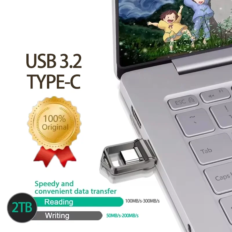 Flash Drive Cam Accessories 2TB High-Speed USB 3.0 Type-C OTG Metal Pen Drive 1TB Portable Memory USB Stick New Cam Accessories