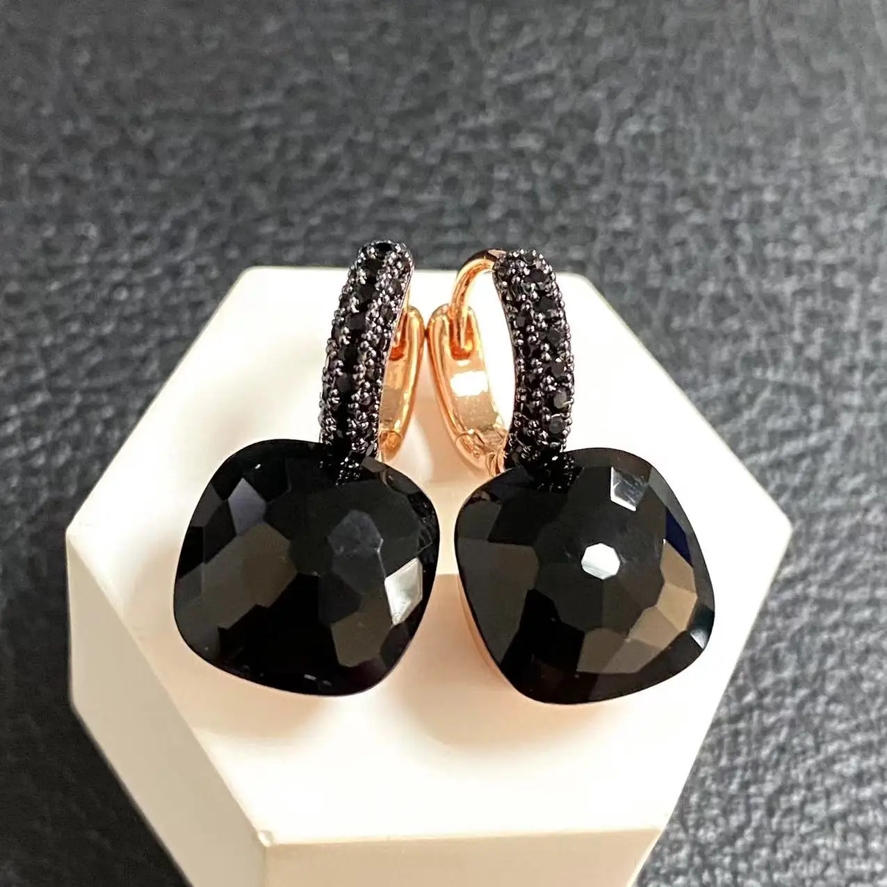 11.6mm Classic  Earrings Black Gun Plated For Women Black Zircon Drop Earrings Candy Square Crystal Earrings Party Gift