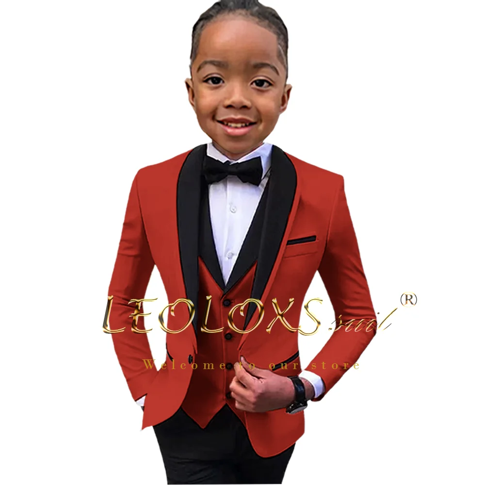 Boys tuxedo 3-piece set (shawl collar jacket + pants and vest) suitable for weddings, parties formal events custom suit suits
