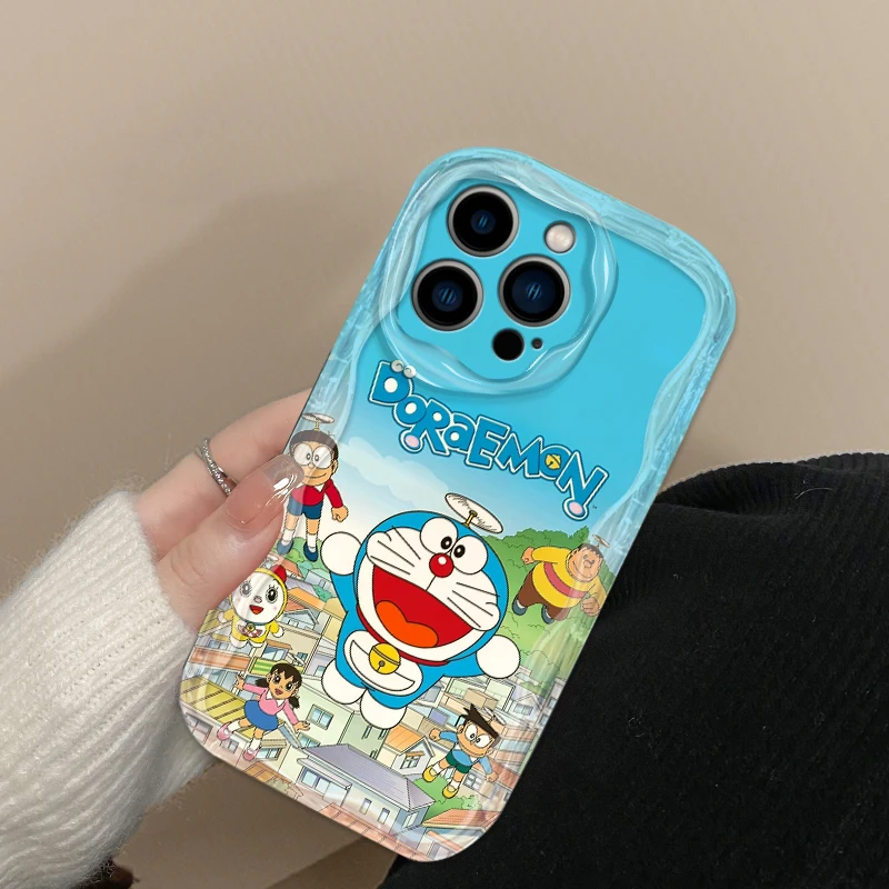 D-Doraes M-mons Cartoon For Apple iPhone 15 14 13 12 11 XS XR X Pro Max Plus Wave Oil Cover Phone Case image 4