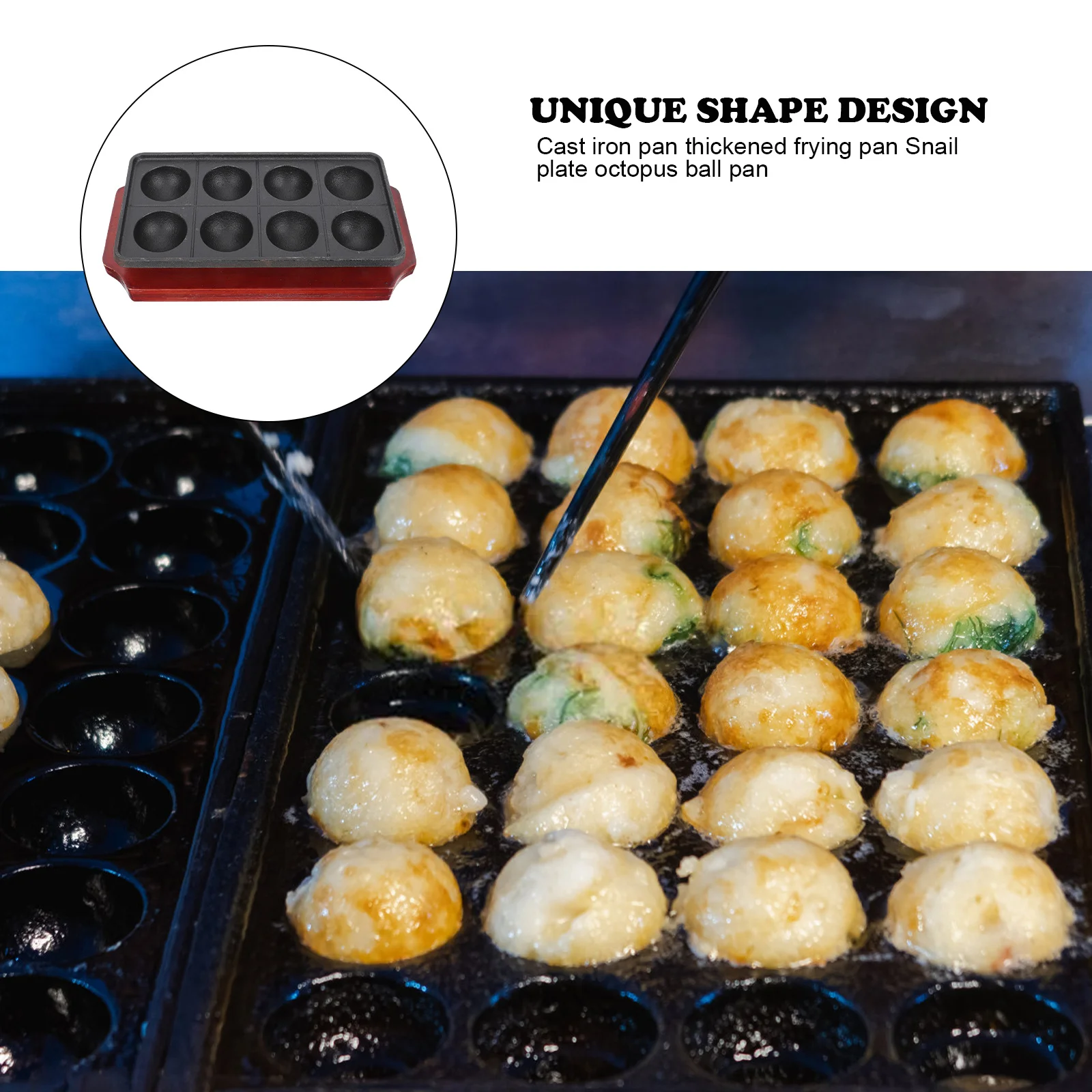 

1Set Pan 8-Hole Non-Stick Iron Mold Gas Stove Octopus Maker Kitchen Baking Tray Easy Clean