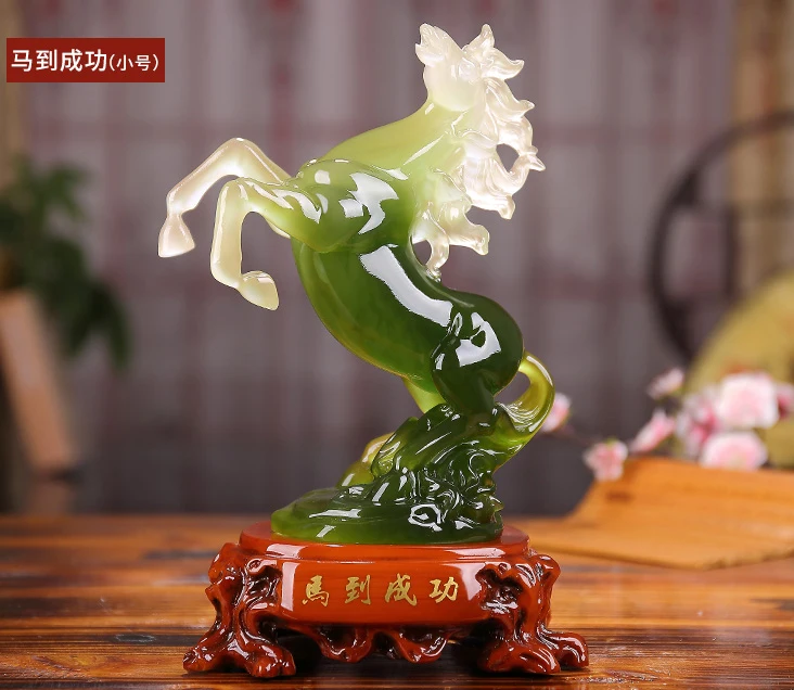 

26cm LARGE # 2020 office home Business efficacious FENG SHUI Talisman Protection Success 3D Crystal HORSE Sculpture ART statue