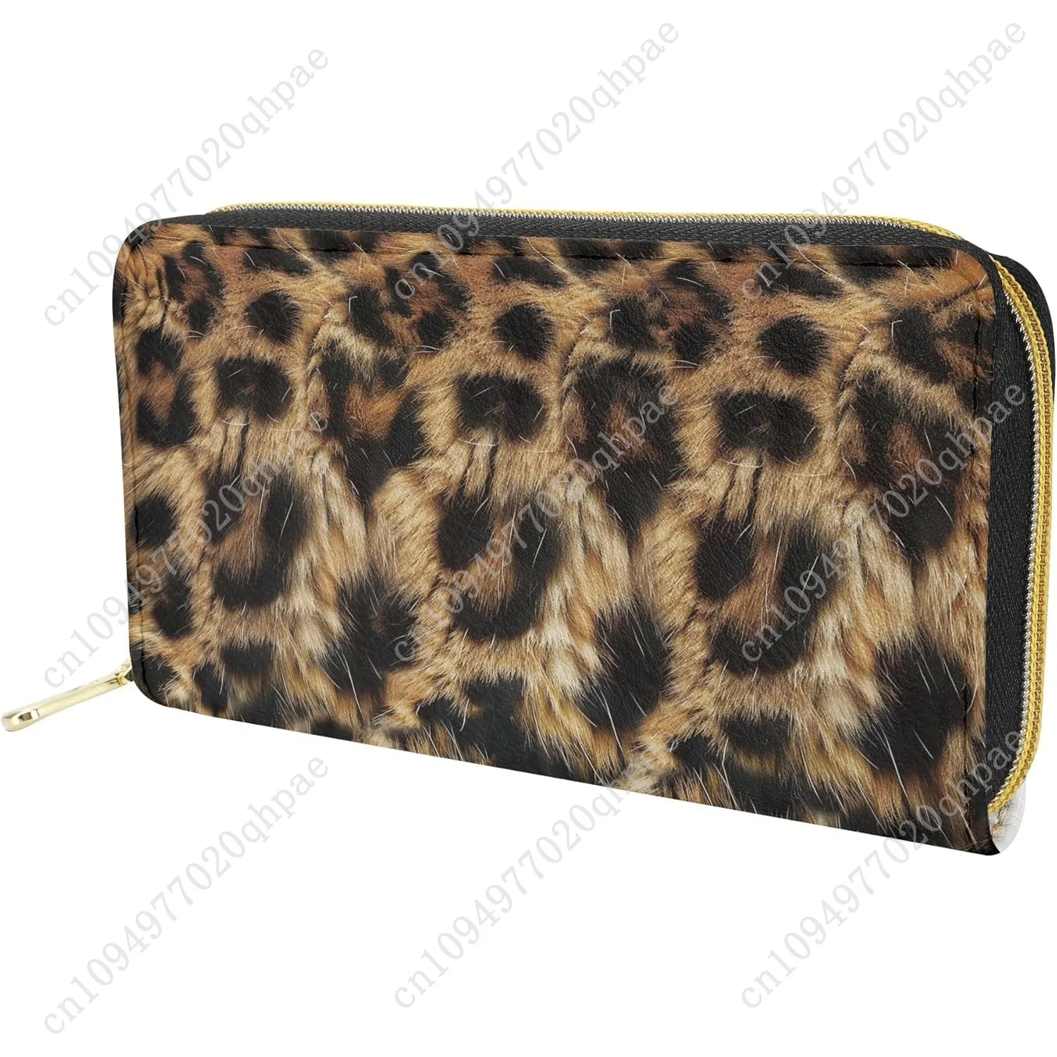 Leopard Women's Wallet Zip Around Purse PU Long Clutch with Credit Card Holder for Ladies