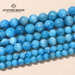 5A Natural Larimar Color Apatite Stone Bead Round Loose Spacer 6 8 10mm Pick Size For Jewelry Making Handmade Bracelet Accessory