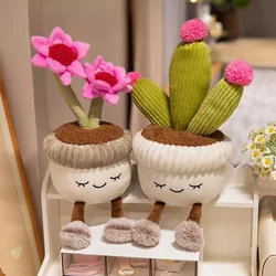 Kawaii Stuffed Plush Plants Lifelike Potted Plant Plush Doll Calla Lily Cactus Little Pink Flower Sunflower Pillow Toy Decor