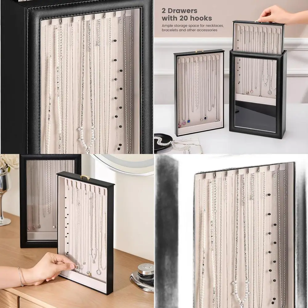 

2-Tier Clear Lid Jewelry Box for Tangle-Free Necklace Storage - Black