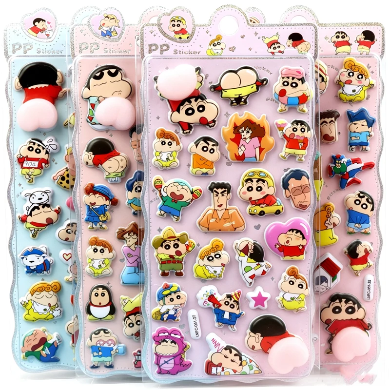New Crayon Shin Chan Decompression Sticker Cute Cartoon Creativity Three-dimensional Foam Sticker Diy Phone Case Sticker