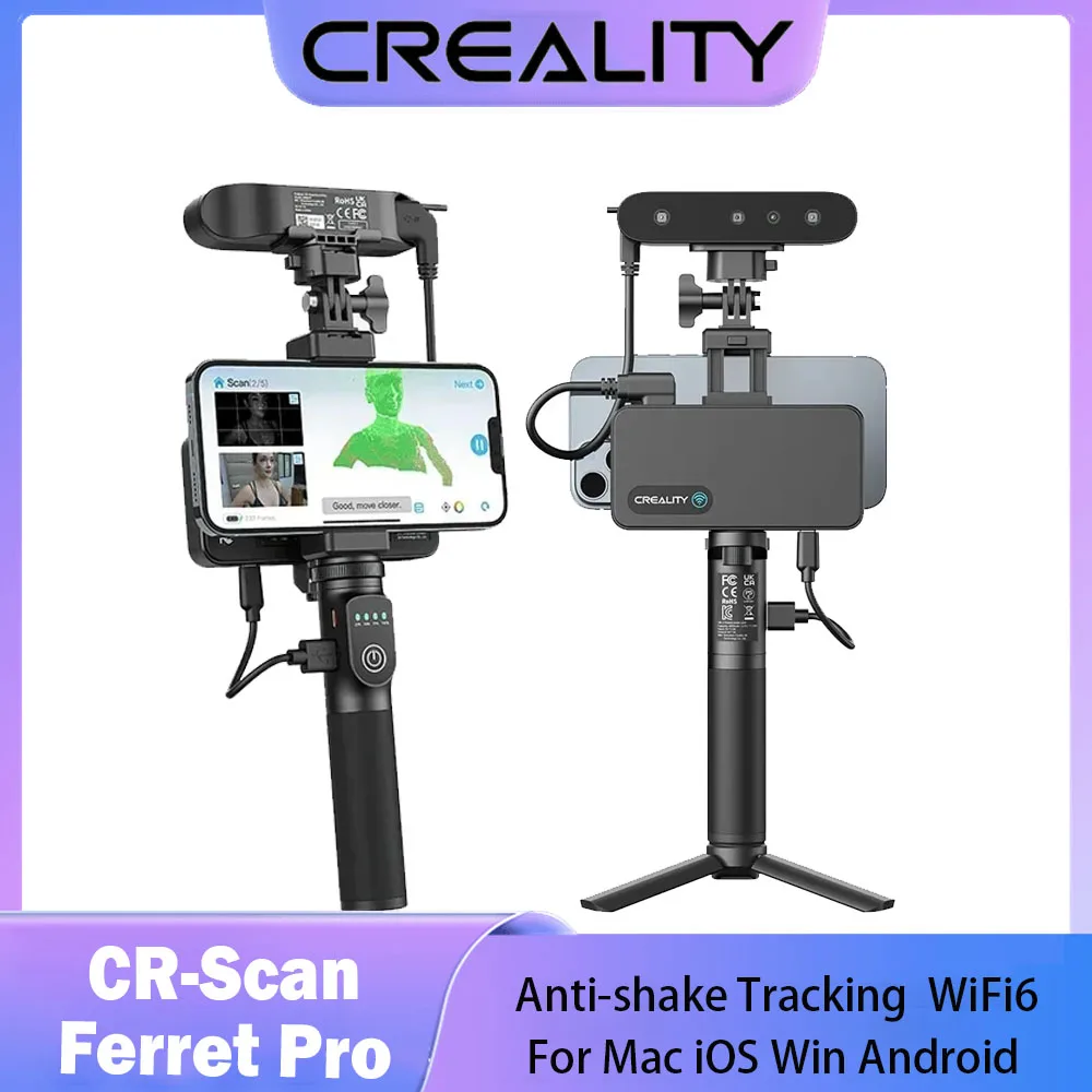 Creality CR-Scan Ferret Pro WiFi 3D Scanner Portable Handheld Anti-shake Tracking 0.1mmAccuracy Wireless Scanning for iOS Androi