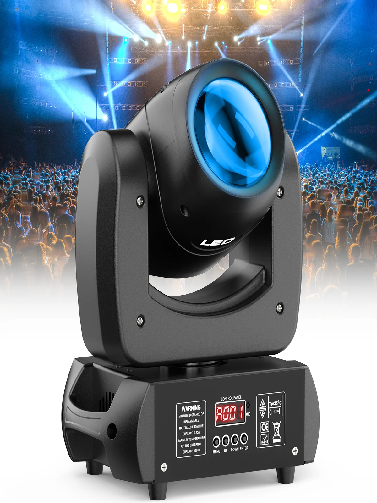U'King Mini 100W LED Bewegingskop Stageverlichting Draaiende DMX512 LED Spotlight voor DJ Disco Show KTV Beam Effect Patroonlicht - afbeelding 2