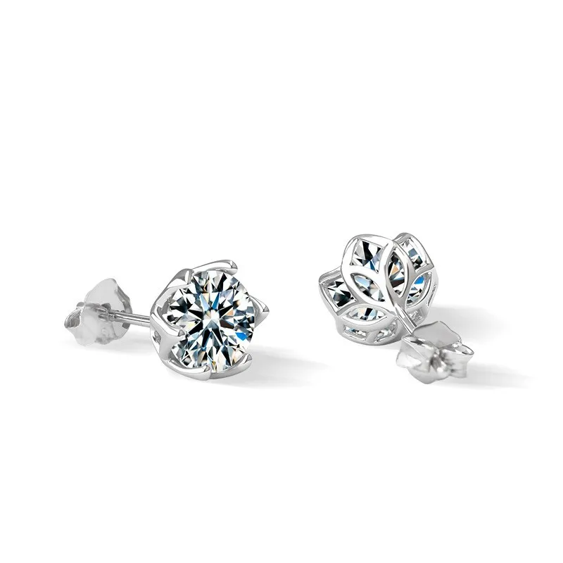 

ZFSILVER Trend 925 Fresh Classic Silver Moissanite Classic Design Flower Earring For Charm Women Accessories Jewelry Gift XEA018