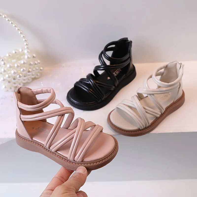 2026 New Girls sandals new summer medium and large children princess shoes soft sole shoes Size 23-35