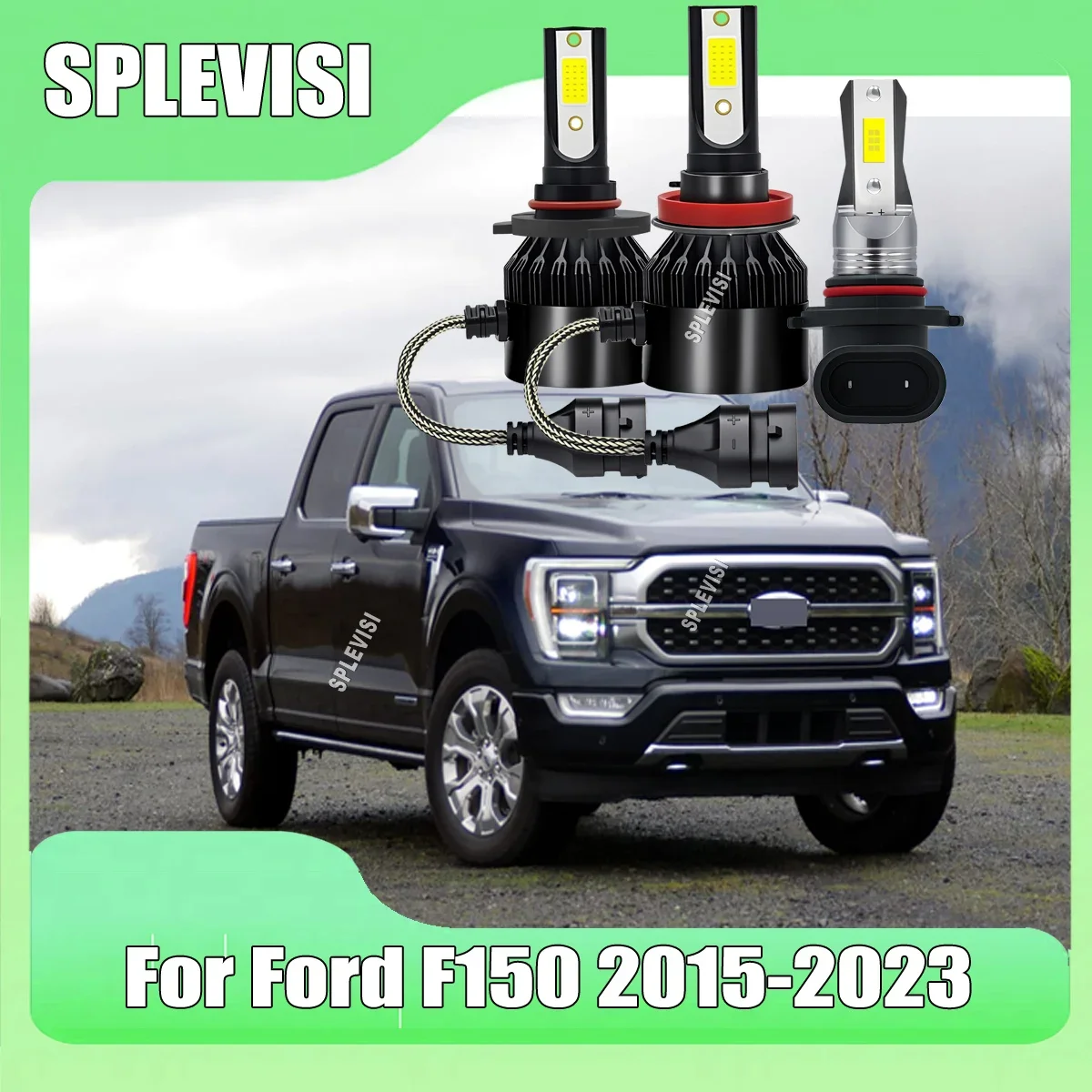LED Headlight Fog 9005 H11 H10 -Turbo Fan & Aviation Aluminum Housing For Ford F150 2015 2016 2017 2018 2019 2020 2021 2022 2023