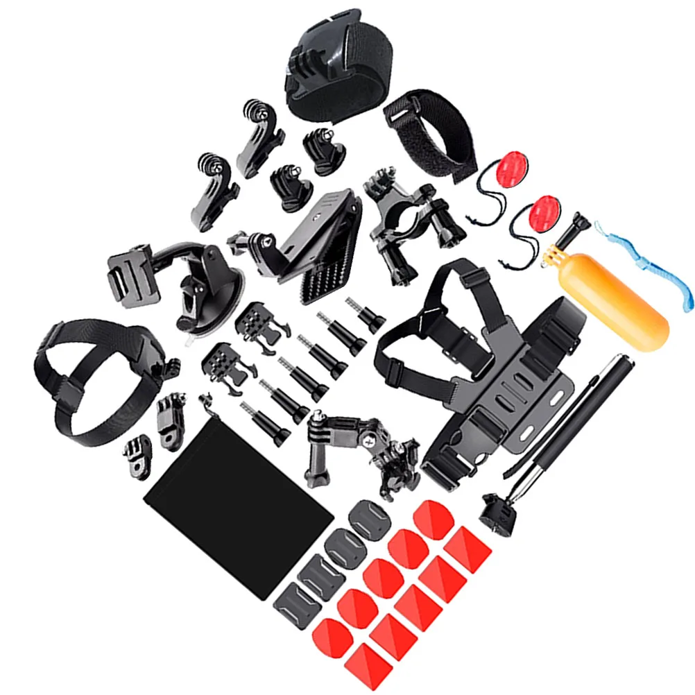 

Action Camera Accessories Kit Selfie Stick Plastic Frame Black Sports Camera Set Outdoor Use Great Value Case Charging