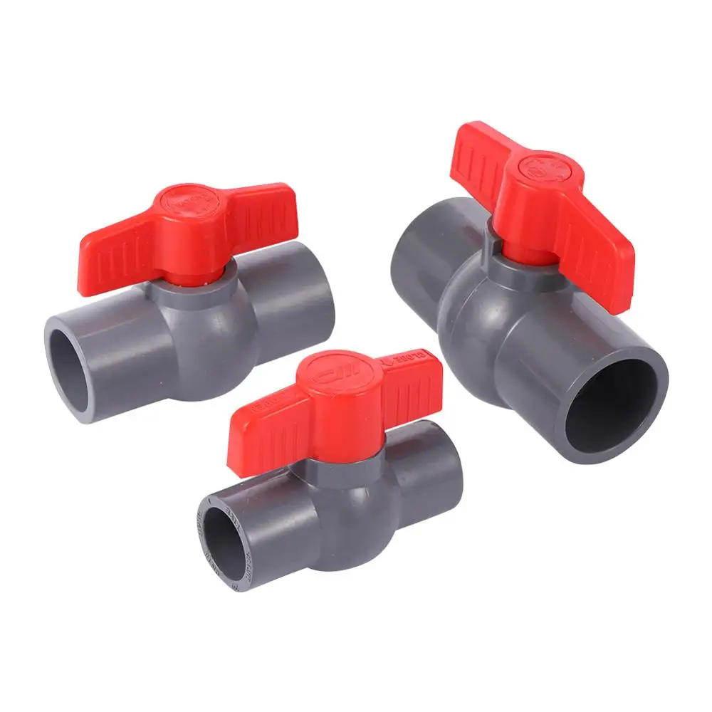 Grey PVC Plastic Slip End Ball Valve 20/25/32/40mm Inner Diameter 2Way Water flow controller Valve Switch Garden Irrigation Tool