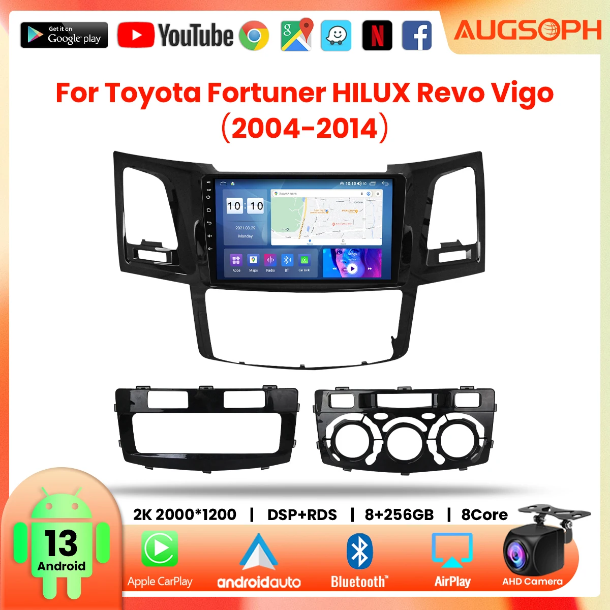 

Android 13 Car Radio for Toyota Fortuner HILUX Revo Vigo2004-2014,9inch Multimedia Player with 4G WiFi Car Carplay & 2Din GPS