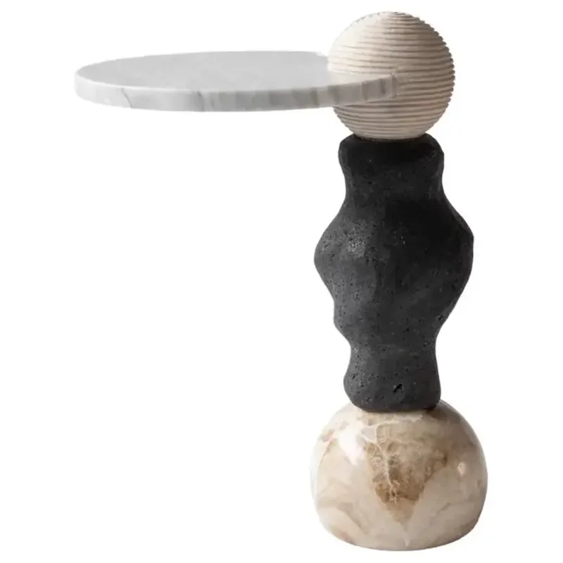 Italian minimalist marble sofa edge can be moved with a sense of design mini bedside table