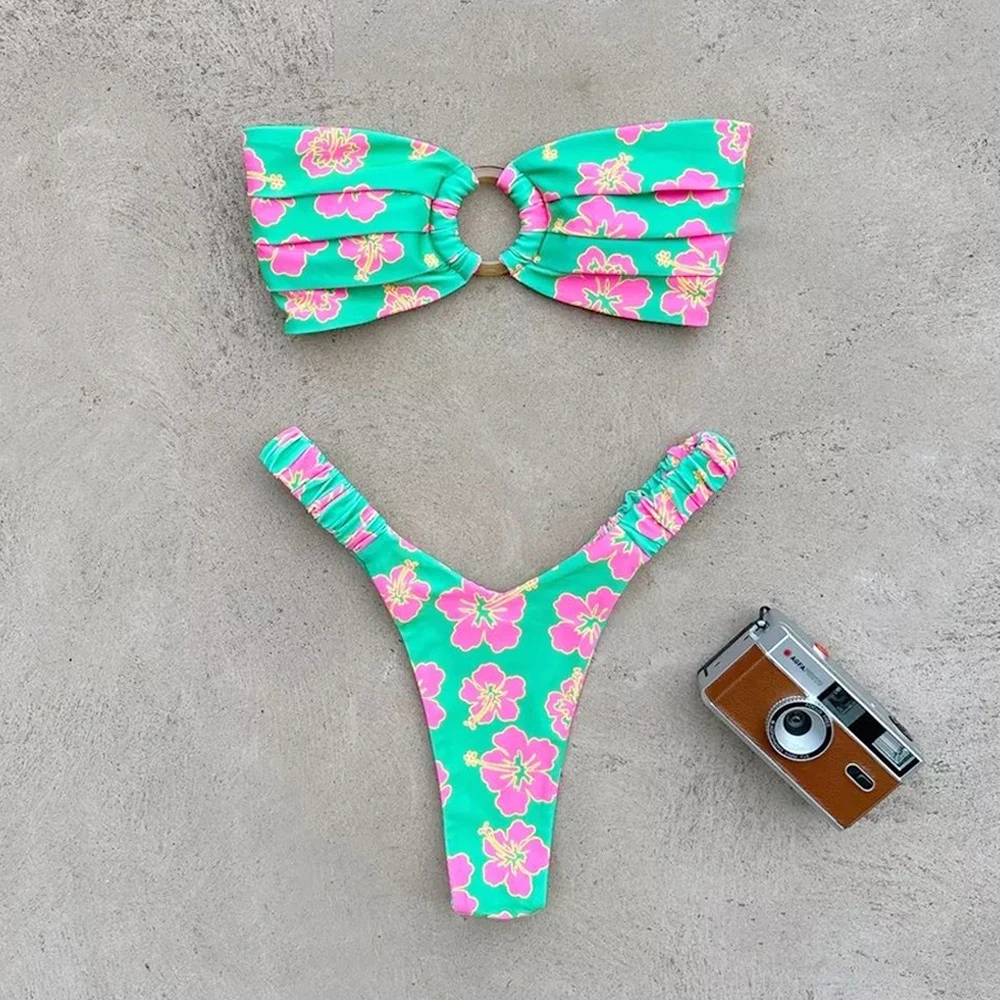 Micro Bikini Push Up Women Swimsuits 2024 Sexy Female Swimwear Brazilian Bikini Set Thong Biquini Swim Suits Print Beachwear