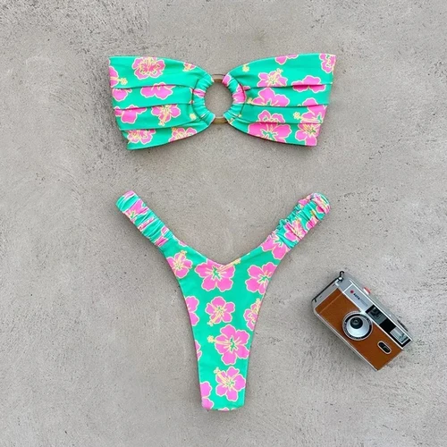 Micro Bikini Push Up, trajes de baño para mujer, traje de baño Sexy para mujer, conjunto de Bikini brasileño, Bikini con Tanga, trajes de baño, ropa de playa estampada 2025