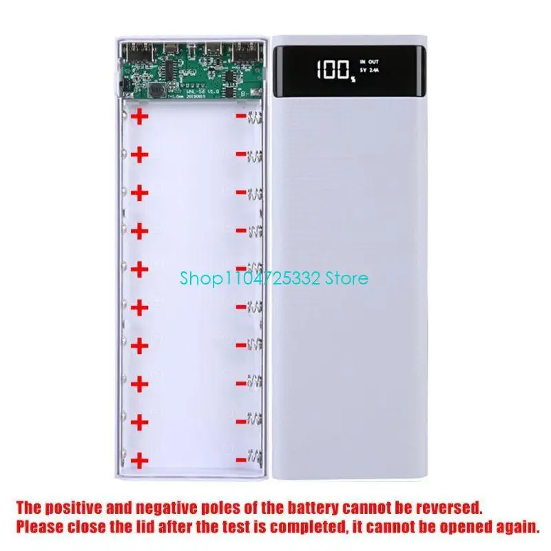P5EA Battery for Case Detachable Dual USB LCD Display DIY 10x18650 Battery for Case for Shell External Box Powerba