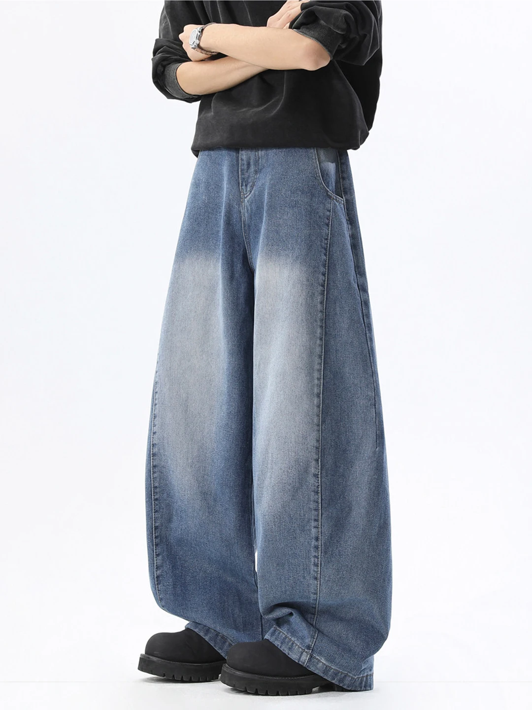 

Американские мужские джинсы прямого кроя с широкими штанинами, летние, свободные, повседневные, в стиле ретро, из денима, молодежные, модные