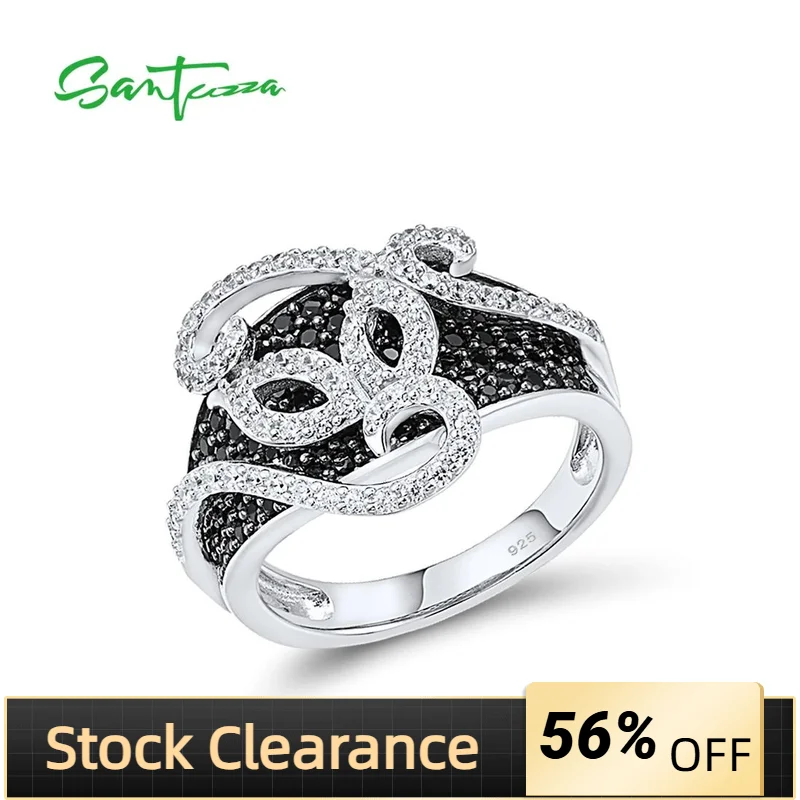 

Женское кольцо из серебра 925 пробы с черной шпинелью и белым фианитом