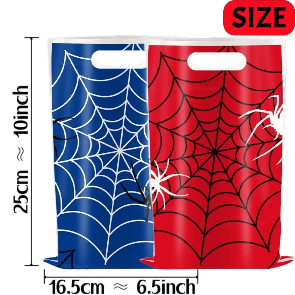 10/20pcs Spider Birthday Gift Bags with Handle, Blue Red Web Party Favor Bags, Candy Loot Treat Bags for Return Gifts & Events