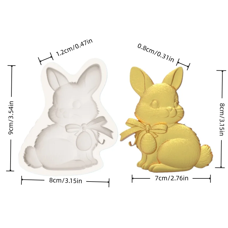 Easter Egg Pendant Bow Rabbit Shape Mold Easter Dessert Chocolate Fondant Cake Making Silicone Mold
