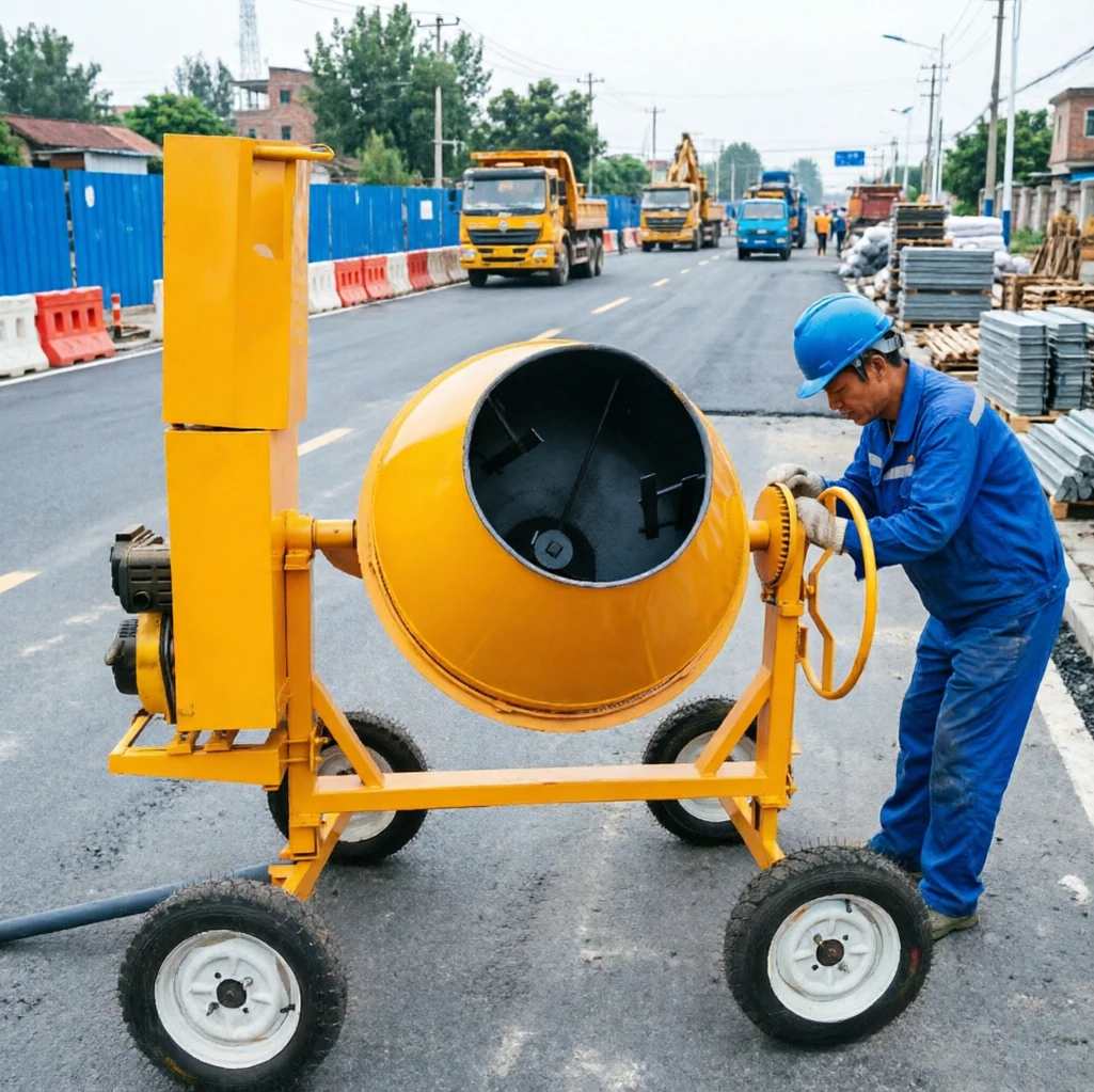 Small Concrete Mixing Tank Tilting Discharge Gear Reducer 380V Industrial Motor Small Workshop Cement Grout Mixing Vessel