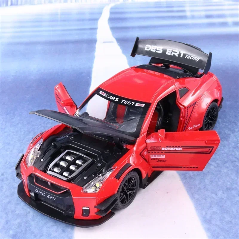 1:24 Nissan GTR R35 Diecasts Veículos de brinquedo de metal modelo de carro de brinquedo simulação puxar para trás coleção brinquedos infantis
