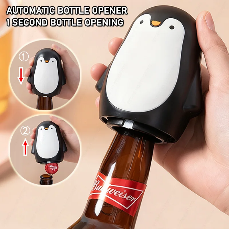 Pinguim abridor de garrafa magnético automático cerveja bebida festa barra imprensa tipo abridor de garrafa ferramentas cozinha decoração para casa