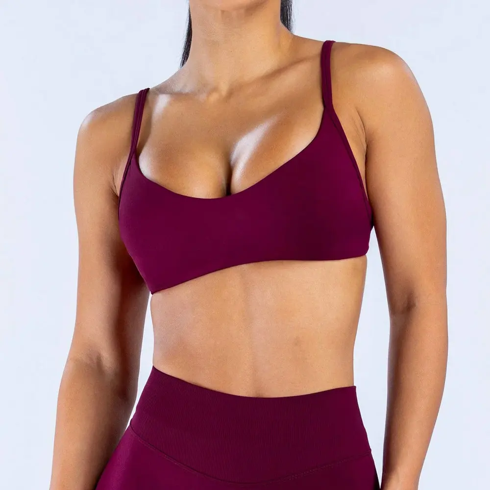 Seamless Scoop Neck Bra Women Sports GYM Underwear Sexy Backless Yoga Clothing Naked Feeling Workout Fitness Bra