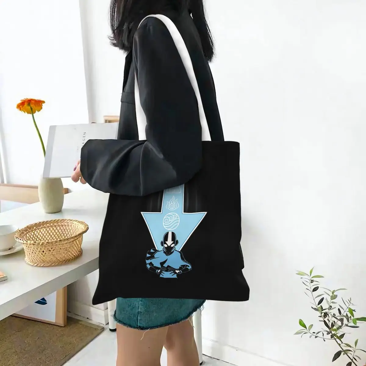 Avatar Aang Arrow Shopping Bags Folding Canvas The Tote Bag Ladies Shoulder Tote Travel Handbag