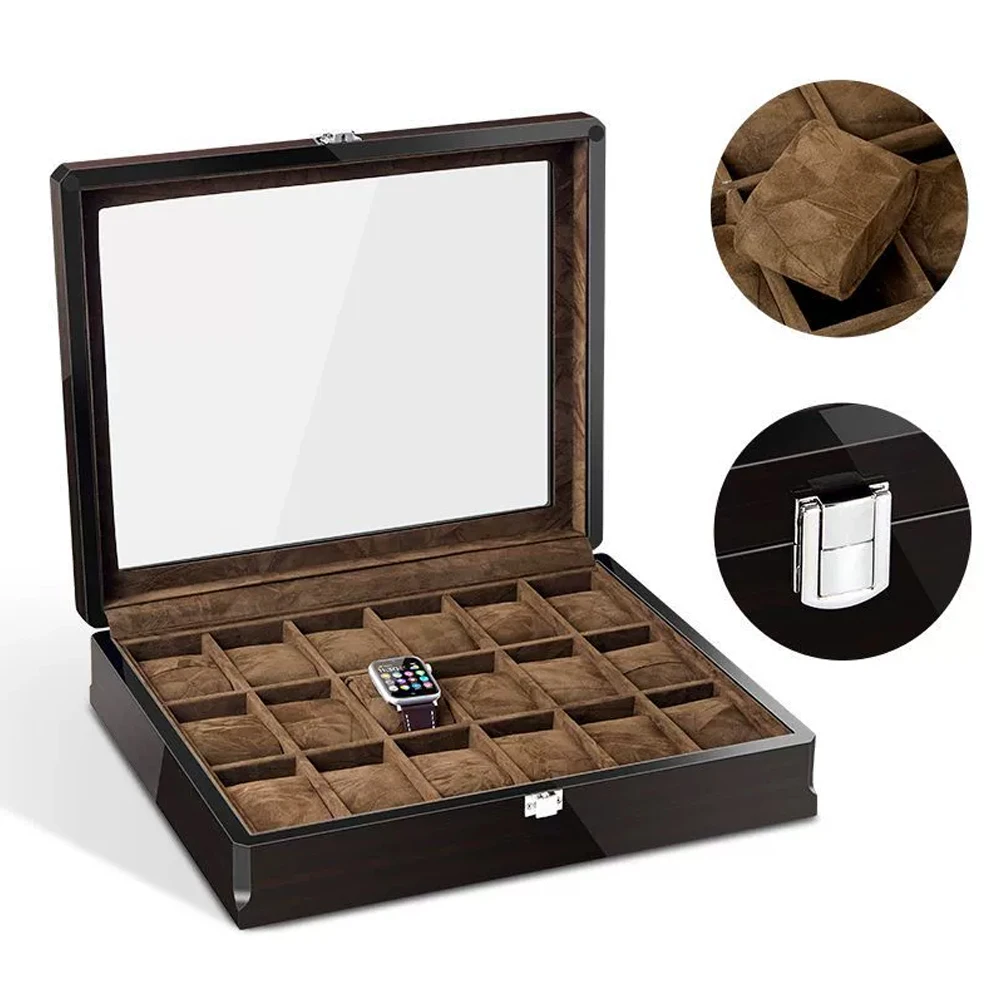 Luxury Wooden Watch Box 8/12 Slots Men's Wristwatch Display Storage Organizer with Soft Pillow Premium Gift Case
