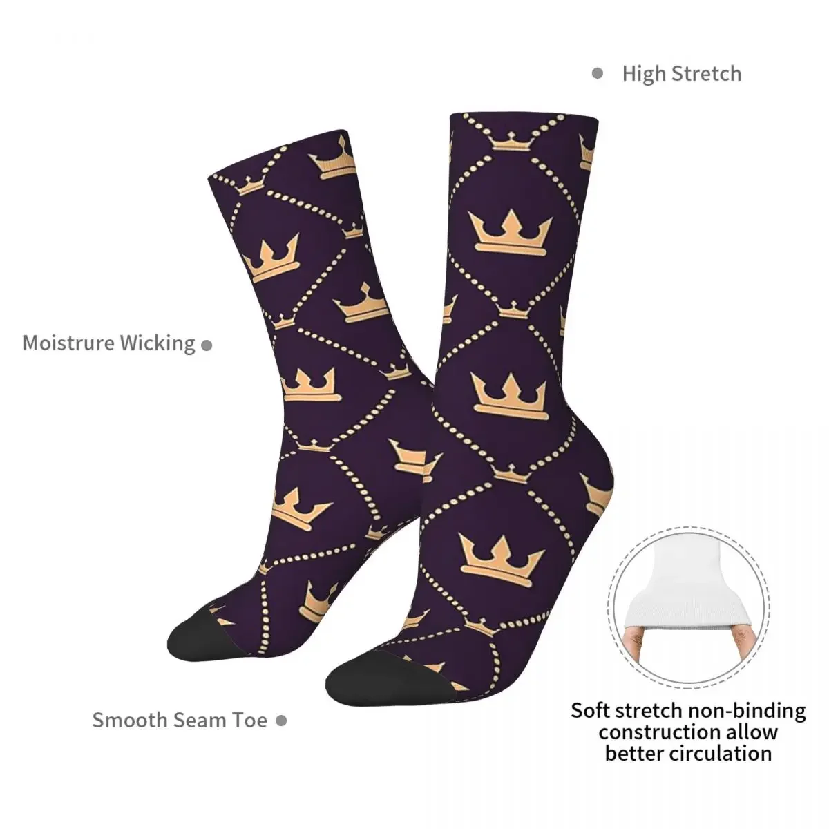 Cute Crown Pattern Socks Harajuku Super Soft Stockings All Season Long Socks Accessories for Man's Woman's Birthday Present