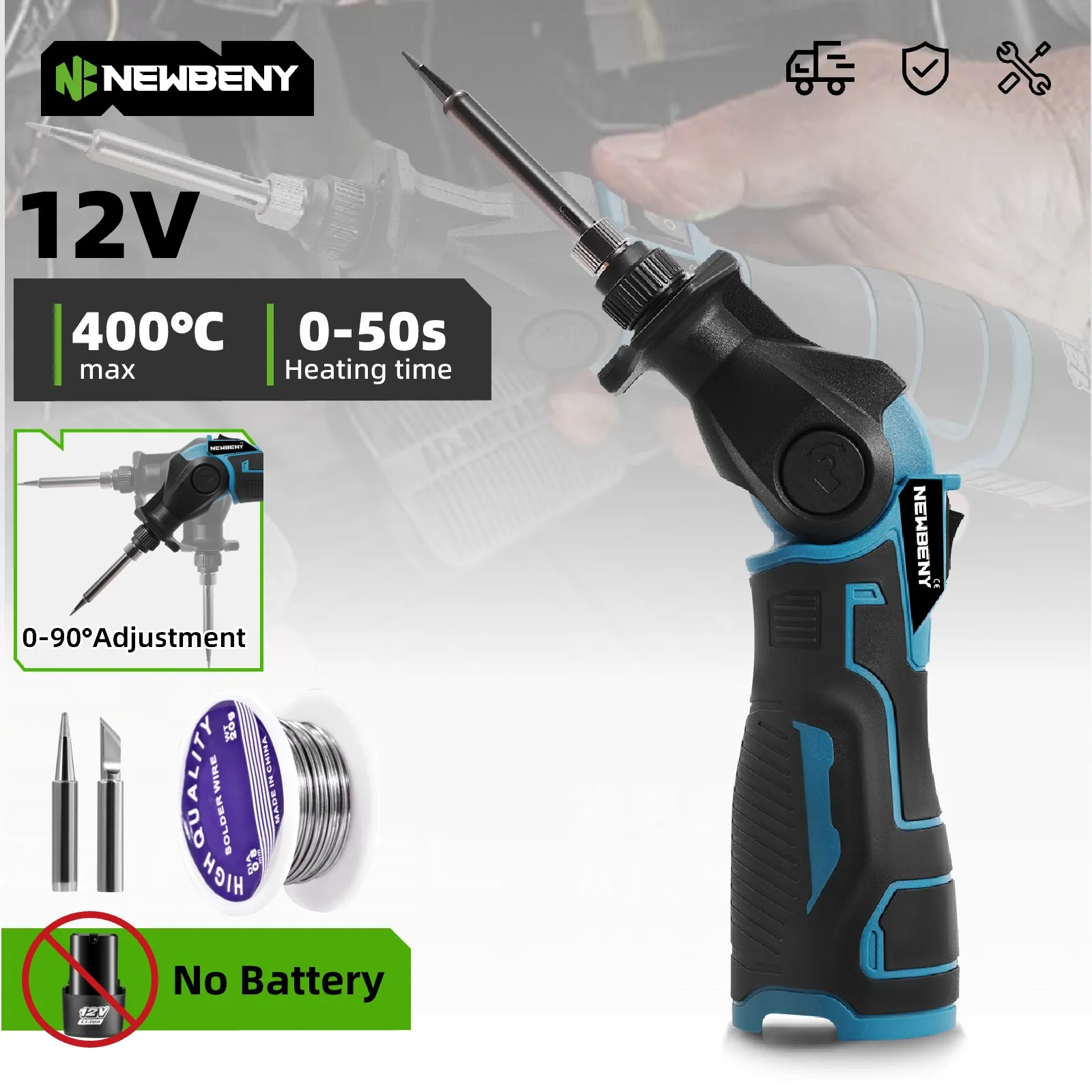نيوبيني 400 ℃ مسدس لحام كهربائي لاسلكي 30 وات 90 ° مسدس لحام قابل للتعديل لتدفئة مصاصة اللحام 12 فولت، أداة إزالة PowerTool #1