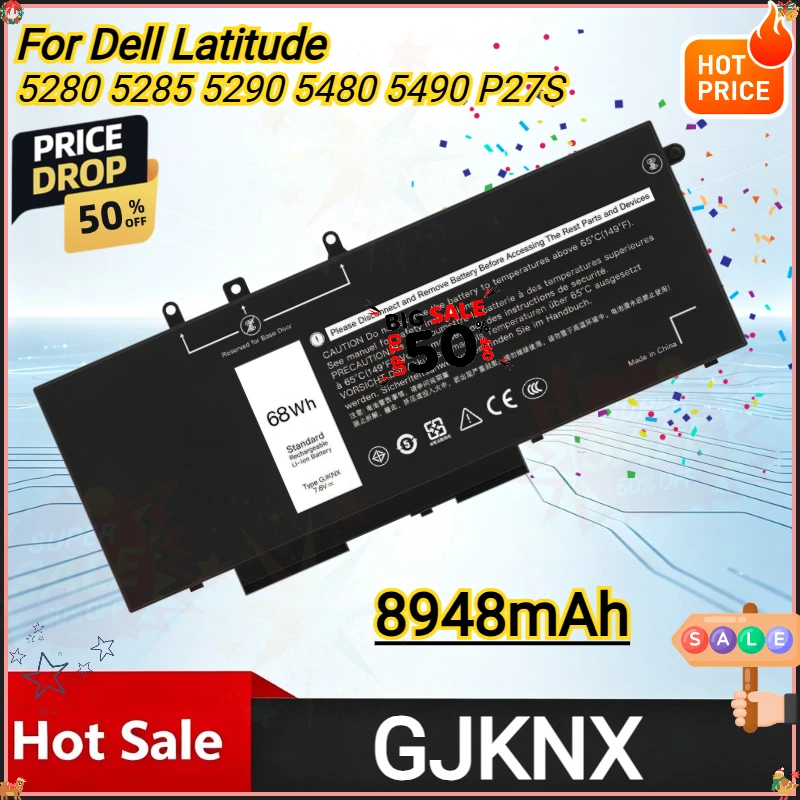 68WH GJKNX Laptop Battery for Dell Latitude 5280 5290 5285 5480 5490 5580 5590 5288 5491 5495 E5480 E5580 Precision 15 3520 3530